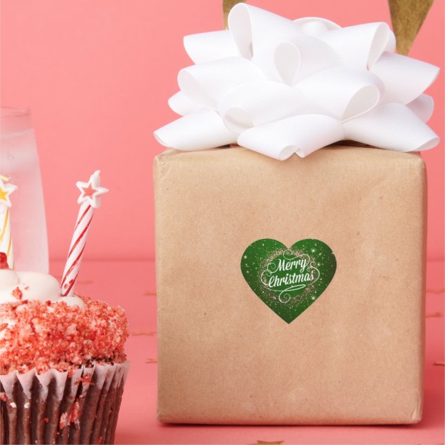 Cœur Joyeux Sticker de Noël étincelant et brillant (Fête)