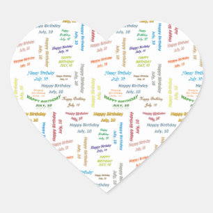 Cœur Juillet, 10 Anniversaire Sticker