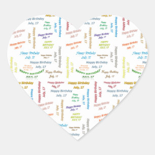 Cœur Juillet, 17 Anniversaire Sticker