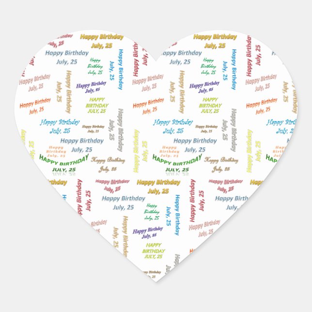 Cœur Juillet, 25 Anniversaire Sticker (Devant)