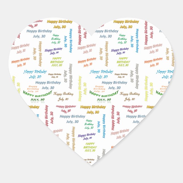 Cœur Juillet, 30 Anniversaire Sticker (Devant)