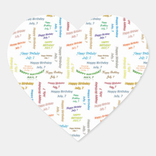 Cœur Juillet 7 Anniversaire Sticker