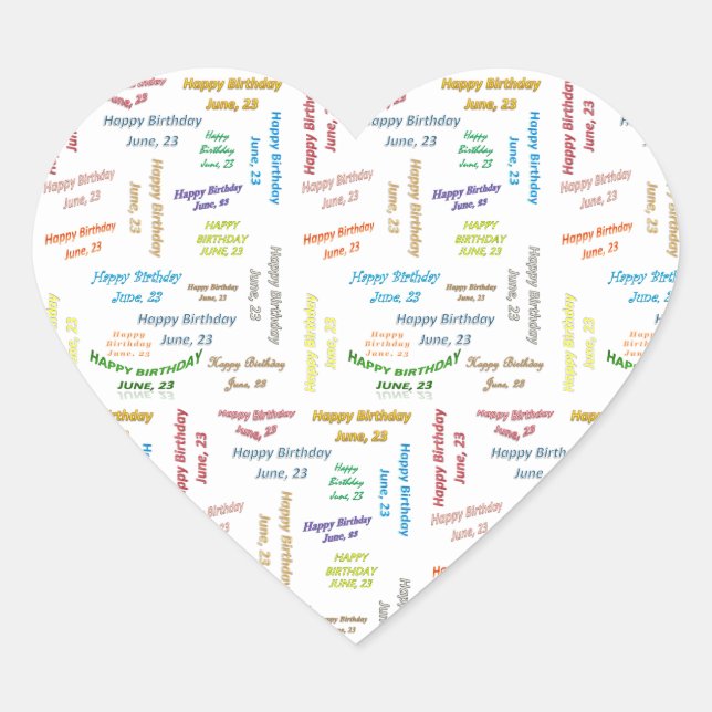 Cœur Juin, 23 Anniversaire Sticker (Devant)