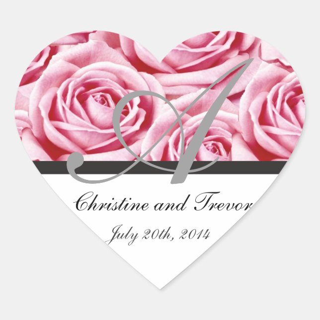 Cœur LETTRE MONOGRAPHIQUE A Sticker Roses Roses Roses R (Devant)
