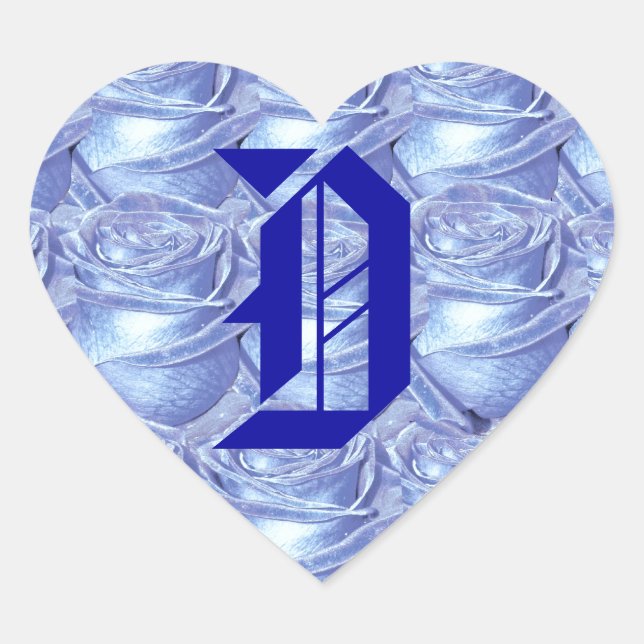 Cœur LETTRE MONOGRAPHIQUE D Sticker Rose Bleu (Devant)