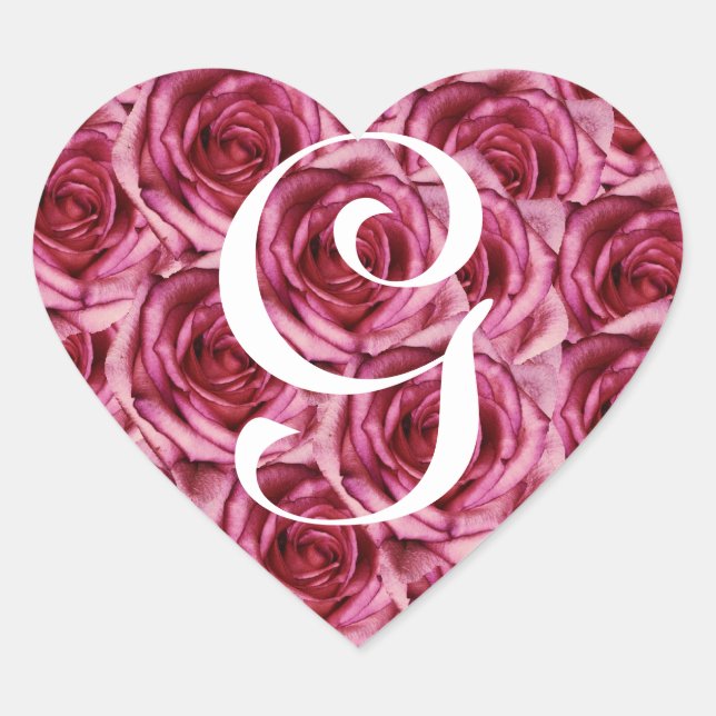 Cœur LETTRE MONOGRAPHIQUE G Sticker Roses Roses Roses R (Devant)