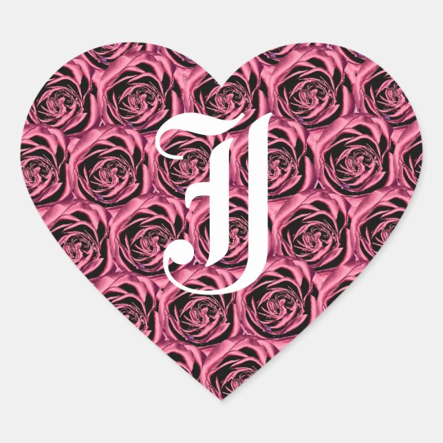 Cœur LETTRE MONOGRAPHIQUE J ROSE Sticker coeur Roses (Devant)