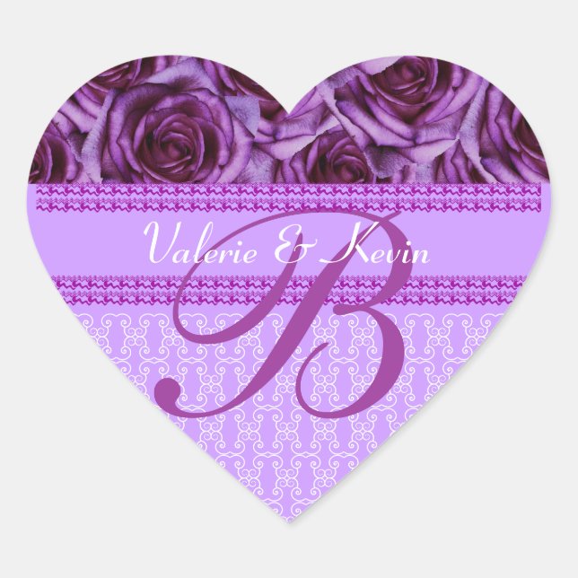 Cœur LETTRE Rose MOYENNE B Sticker Mariage  (Devant)