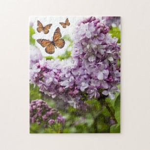 Coeur Lilac et papillons Puzzle