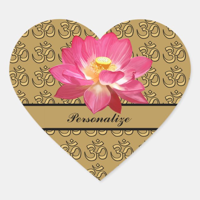 Cœur Lotus Flower OM Gold Heart Sticker (Devant)