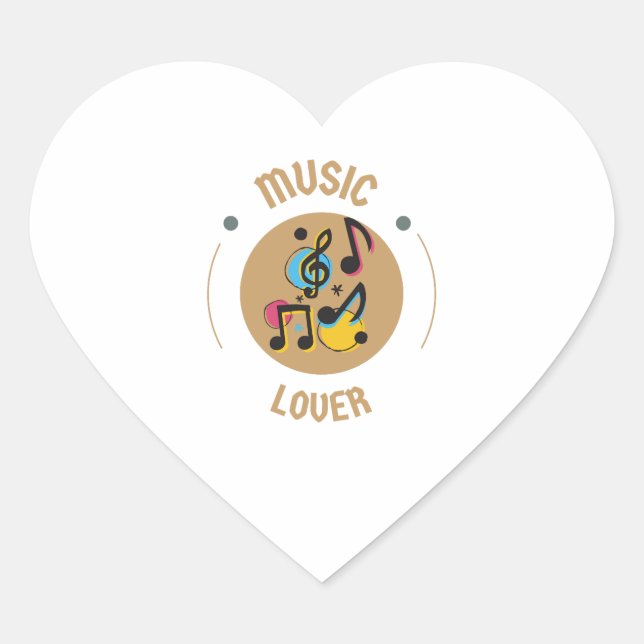 Cœur Louveur de musique Sticker (Devant)