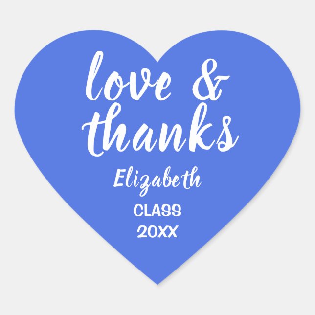 Cœur Love and Thanks Navy Blue Graduation Sticker (Devant)