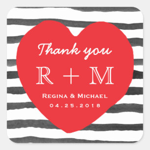 Coeur Love Stripe Motif Mariage Favor Sticker