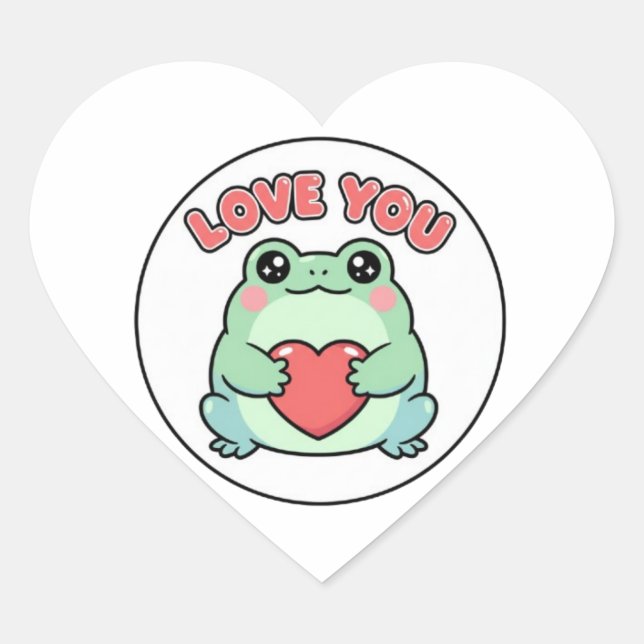 Cœur Love U Frog Sticker Cute Heart Eyes Frog Romantic  (Devant)