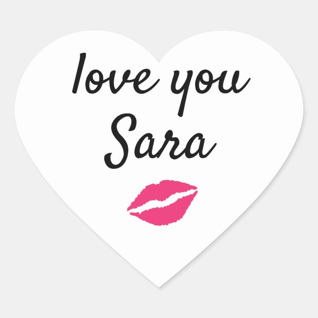 Cœur Love You Personalized Kiss Sticker (Devant)