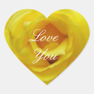 Cœur Love You Yellow Rose Heart Sticker