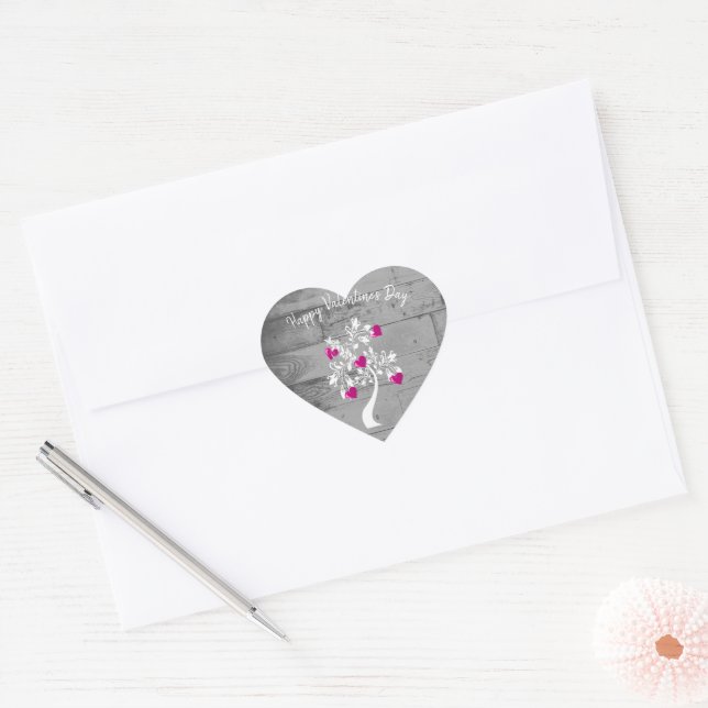 Cœur Magenta Valentine Hearts Sticker Arbre (Enveloppe)