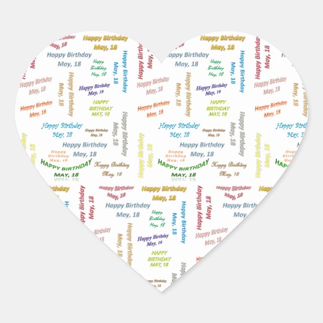 Cœur Mai, 18 Anniversaire Sticker (Devant)