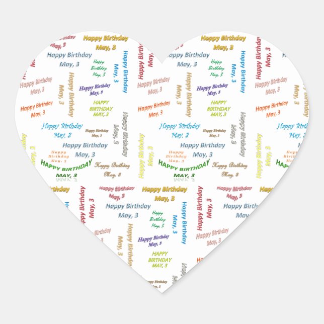 Cœur Mai, 3 Anniversaire Sticker (Devant)