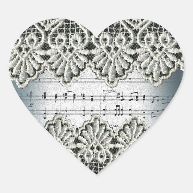 Cœur Marche mariage avec Sticker Coeur de dentelle (Devant)