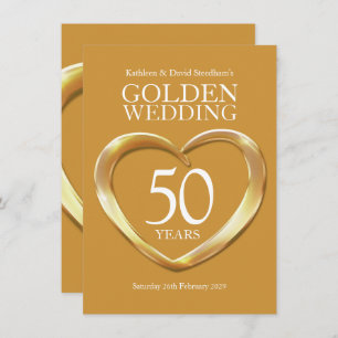 Coeur mariage d'or 50 ans invitation de la fête d'
