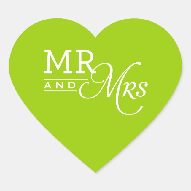 Cœur MARIAGE STICKER m & mrs chaux de typographie moder (Devant)
