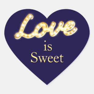 Cœur Marquee Lights Love is Sweet Sticker - bleu