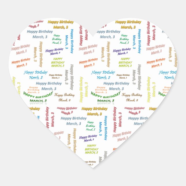 Cœur Mars, 3 Anniversaire Sticker (Devant)