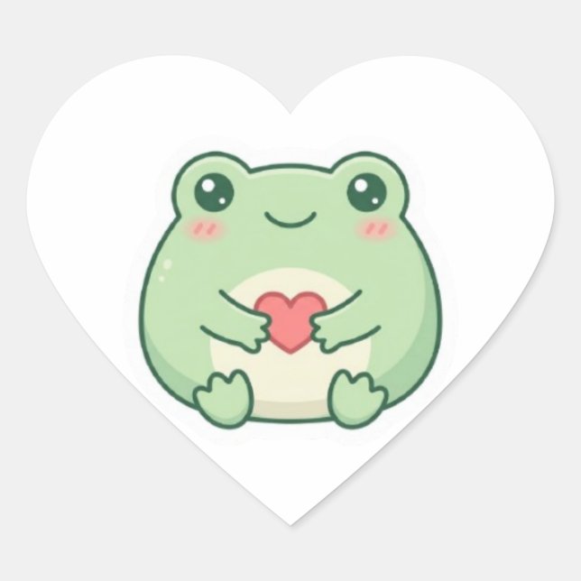 Cœur Minimal Love Frog Sticker Cute Frog Holding Heart  (Devant)