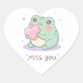 Cœur Miss You Frog Sticker Cute Frog Holding Heart Emot