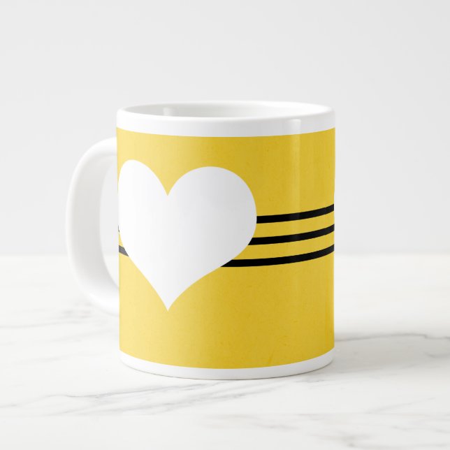 Coeur moderne jaune Jumbo Mug (Devant gauche)