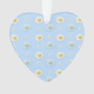 Coeur Motif de marguerite blanc et bleu clair