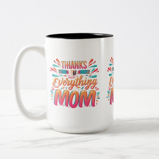 Coeur Mug à deux tons : "Merci pour tout, (Gauche)