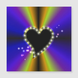Coeur noir avec étoiles sur arc-en-ciel jaune viol