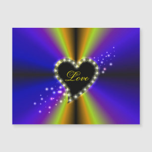 Coeur noir avec étoiles sur arc-en-ciel jaune viol