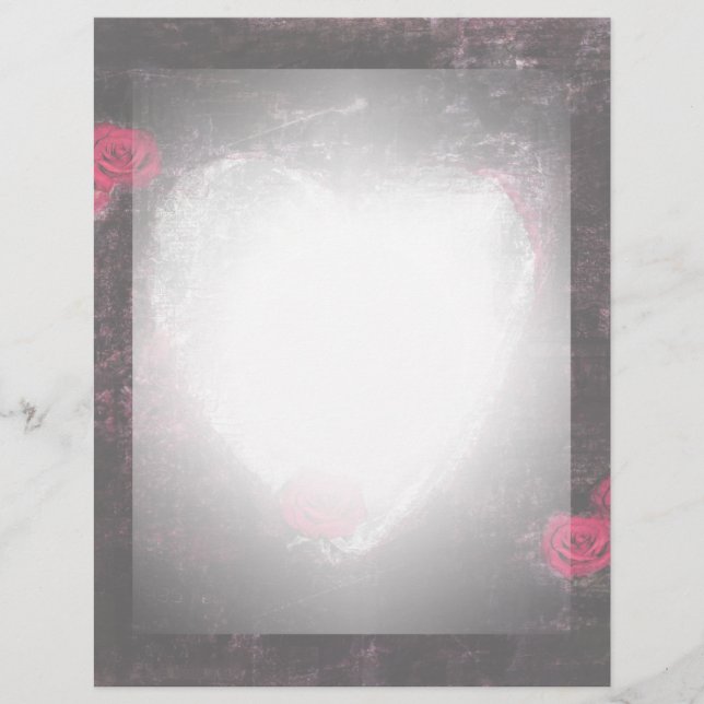 Coeur noir élégant et en-tête Rose (Devant)