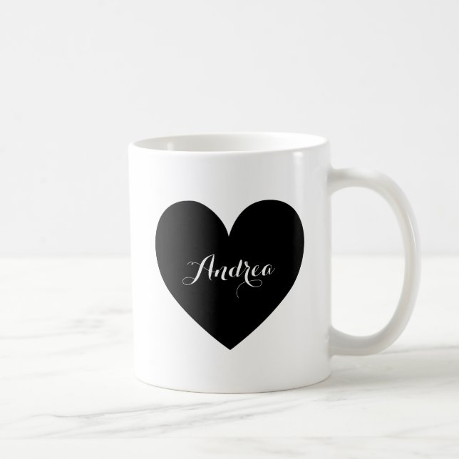 Coeur noir - Mug de script personnalisé (Droite)