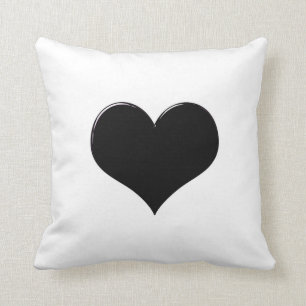 Coeur noir sur le blanc, oreiller