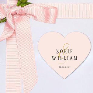 Cœur Noms de mariage élégants Date Blush Peah Sticker