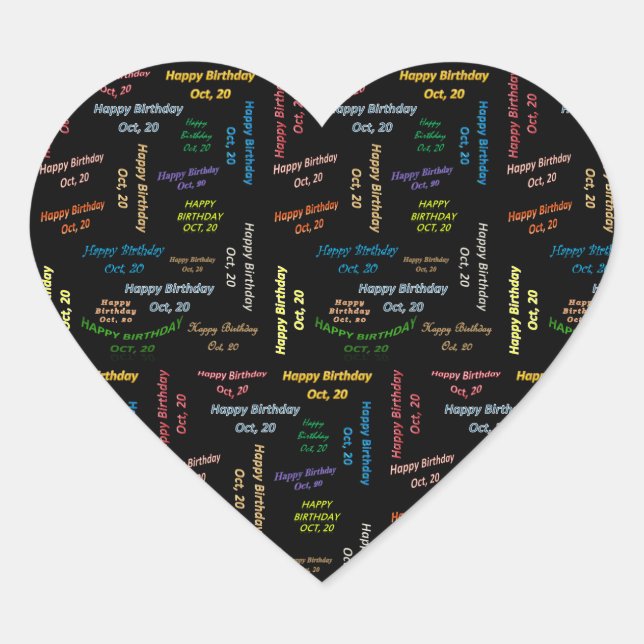 Cœur Octobre, 20 Anniversaire Sticker (Devant)