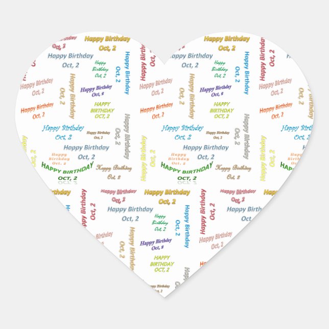 Cœur Octobre 2 Anniversaire Sticker (Devant)