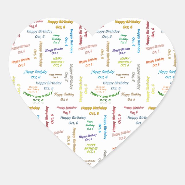 Cœur Octobre 6 Anniversaire Sticker (Devant)