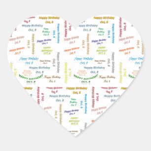 Cœur Octobre 8 Anniversaire Sticker