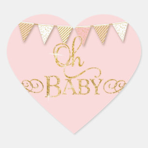 Cœur OH BÉBÉ !  Baby shower Favoriser Sticker Banner Pe