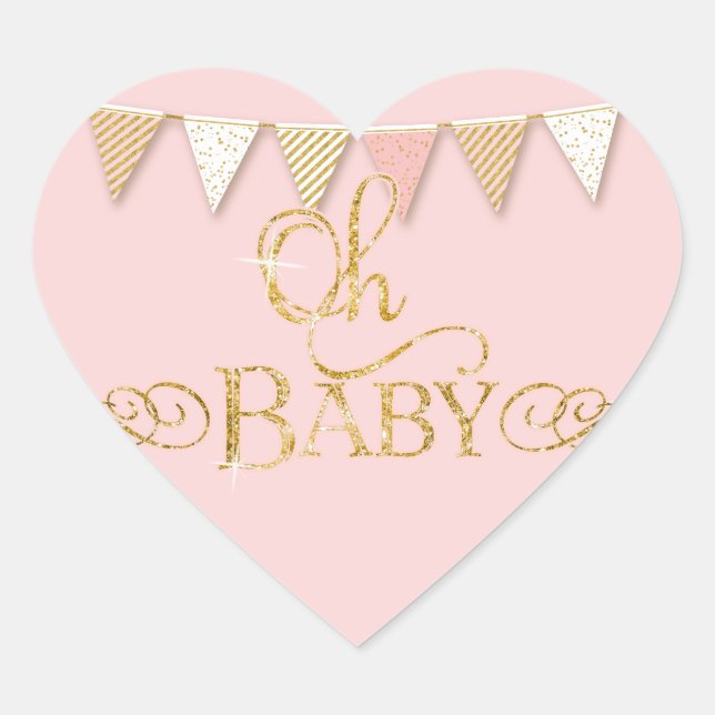 Cœur OH BÉBÉ ! Baby shower Favoriser Sticker Banner Pen (Devant)