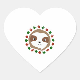Cœur paresse mignonne avec Sticker feuille Arbre