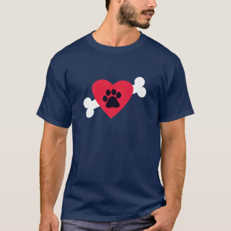 Coeur, Pawprint et T-shirt de conception d'os