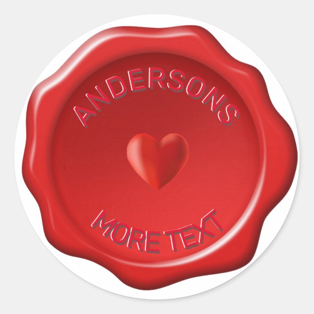 Coeur personnalisé sur Stickers Sceau de cire roug (Devant)