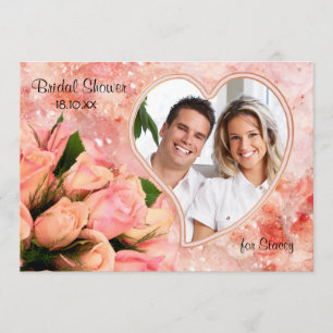 Coeur pétale rose - Invitation à la douche nuptial