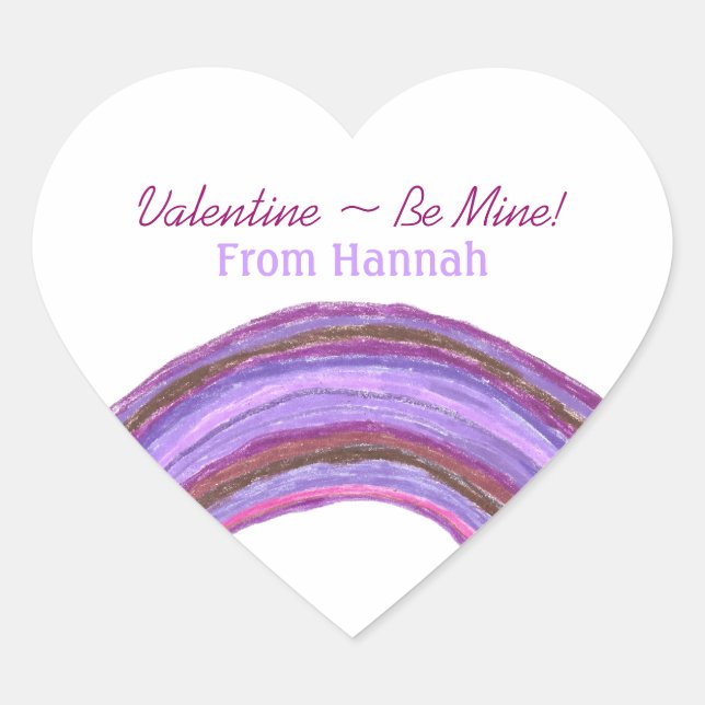 Cœur Purple rainbow valentine sticker (Devant)
